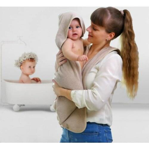 Hot Sale Combed Cotton Baby Bath Towel Hooded Apron Towel Absorbent Childrens Cape With Hood Towel Soft Baby Towel Newborn Gift