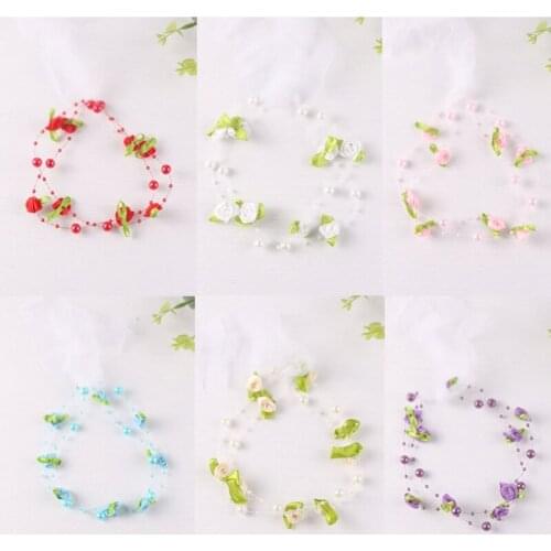 J60B Baby Flower Faux Pearl Headband Princess Headwear Hair Accessories Newborn Photography Props Hair Band