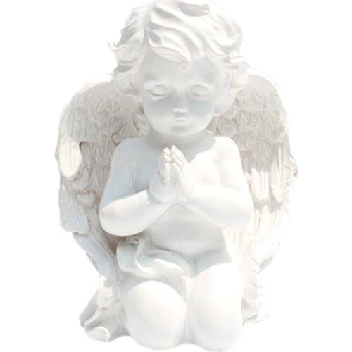 Kneeling Praying Baby Angel Desktop Ornament Resin Statue Figurine Creative Sculpture for Home Decor Indoor Creative