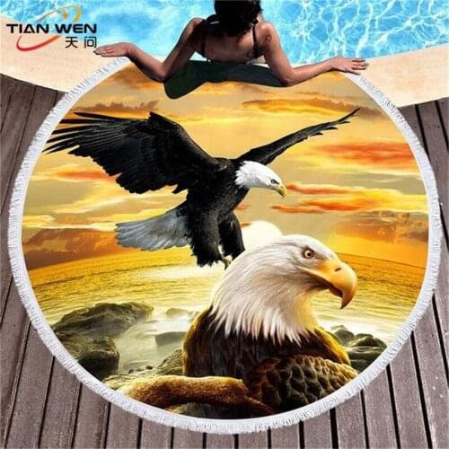 Haliaeetus Microfiber Round Beach Towel Indian Flower Tassels Thick Serviette Quick Compressed Towel Tapestry Yoga Mat