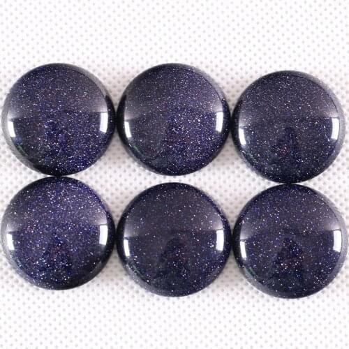 2Pcs/Lot 25MM Round CAB Cabochon Natural Gem Stone Blue Sandstone No Drilled Hole Bead For Jewelry Making Bracelet Earring K1070