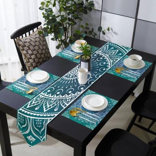 Mandala Datura Buddhism Ethnic Table Runner Table Mats Cover For Home Wedding Banquet Festival Party Catering Hotel Decoration