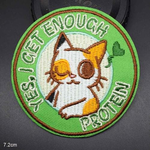 Blinking Round Cat Cute Dog Colorful Wolf Animals Iron On Embroidered Clothes Patches For Boys Girls Kids Clothing