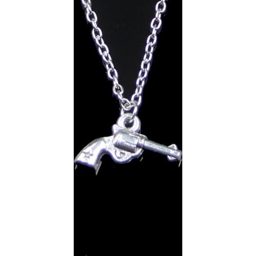 Fashion 22*11mm Pistol Revolver Handgun Star Pendant Necklace Link Chain For Female Choker Necklace Creative Jewelry party Gift