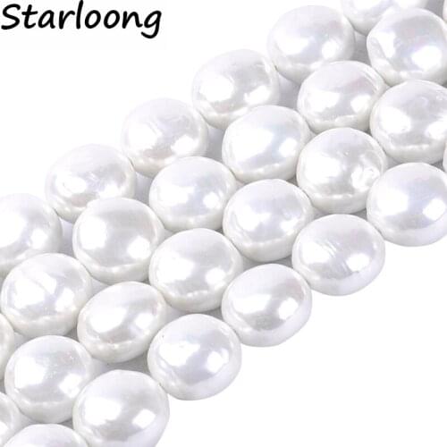 1pack/lot 20mm Fashion flat round Natural Shell Pearl Loose Spacer Beads DIY for Jewelry Craft necklace