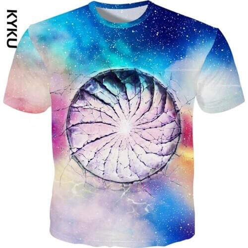 KYKU 3D Universe t shirts Mens Top Tees Summer Short Sleeve Casual Tops Fashion Universe Hole Men t shirts Streetwears
