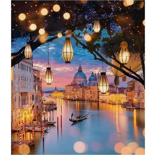 BMBY-Round Diamond All Diamond Diamond Painting Set Living Room Dining Room Decoration Painting Night View