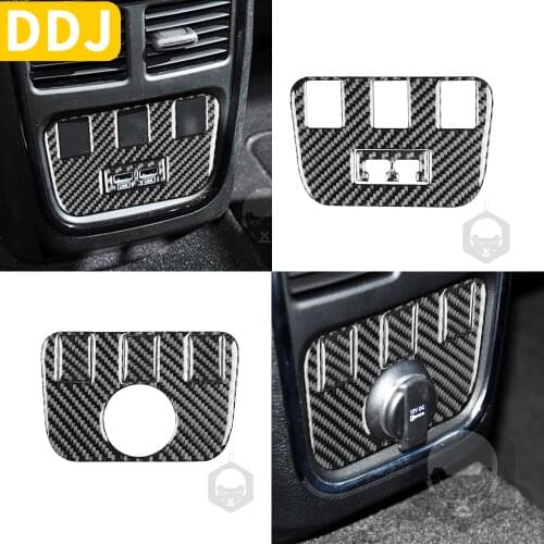 For Dodge Charger LD 2015+ Carbon Fiber Rear Seat USB Power Outlet Panel Sticker Cover Trim Interior Overlay Car Accessories