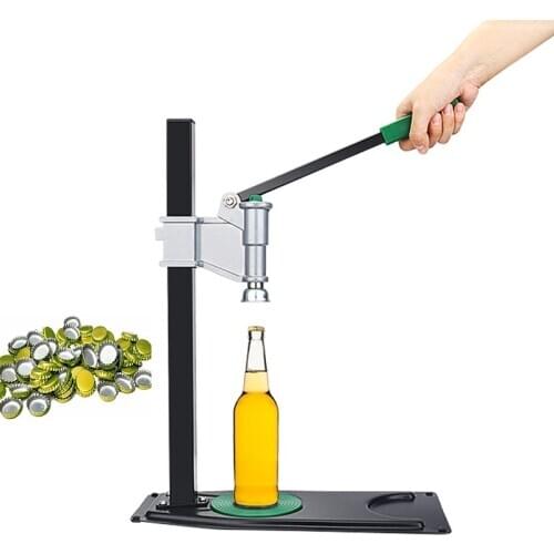 Bench Bottle Capper,Professional Beer Bottle Capping Machine Manual Lid Sealing Adjustable Beer Bottle Capper + 100pcs Crown Cap
