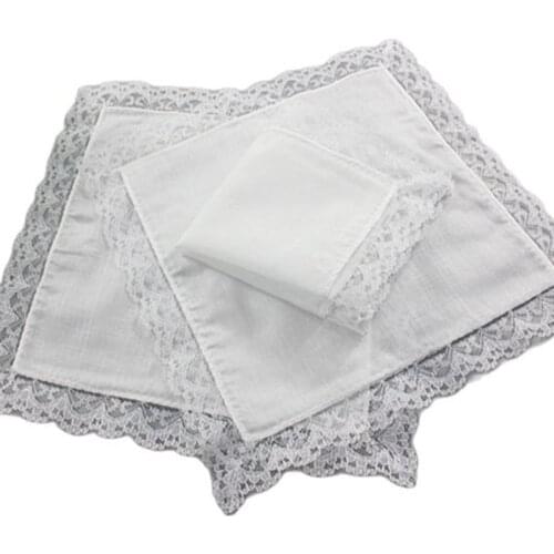 5pcs Novelty Wedding White Women Lace Handkerchief Cloth Napkin Portable Table Napkin 100% Cotton Towels Hanky guardanapo H06