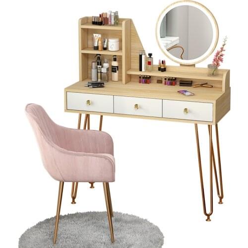 New Vanity Table with Drawers Light Luxury Dressing Table with LED Light Bedroom Simple Storage Cabinet One Small Dressing Table