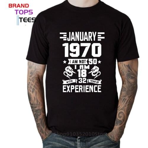 Casual Fashion Top Mens Short-sleeved T-shirt Born in January 1970 T-shirt for Dads Day T-shirt