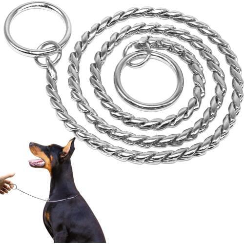 Durable Dog Chain Collar Solid Snake P Chock Collars Leash Strong Training Choker For Small Mudium Large Dogs Labrador