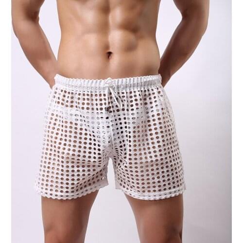Transparent Mesh Shorts Gay Shorts Mesh Sheer See Through Brand Sleep Bottoms Sleepwear Leisure Home Wear 2016 Summer