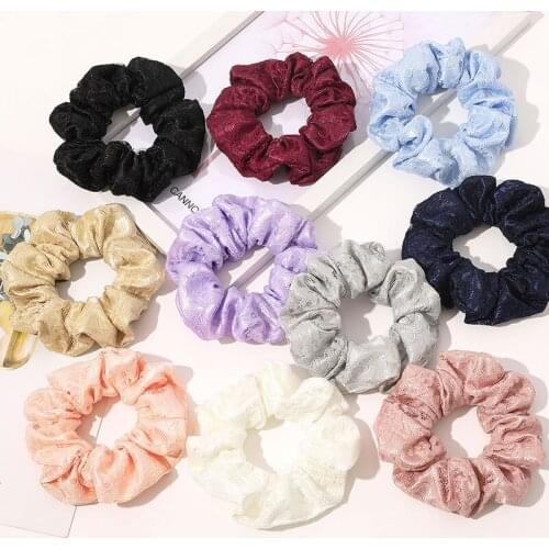 2021 New Lace Satin Scrunchies for Women Elastic Hair Bands Girls Headwear Ponytail Holder Hair Ties rope Hair accessories