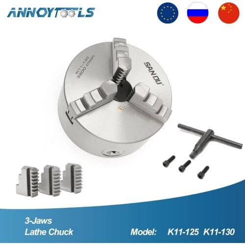 SANOU K11-125mm K11-130mm 3-Jaws Manual Self-Centering Lathe Chuck for Woodworking Milling Chucks Machine Tool Accessories