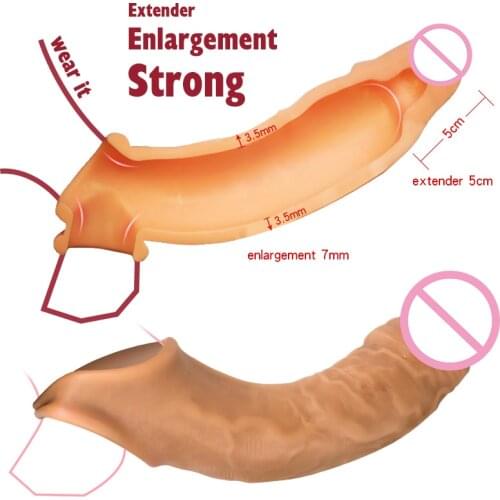 Sex Shop New For Men Reusable Penis Sleeve Soft Silicone Dick Enlargement Condoms For Male Extender Dildo Enhancer Sexual Toys