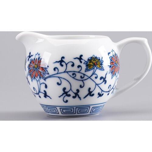 "King Tea Mall " Blue and White Porcelain Twining Lotus Cha Hai "Gong Dao Bei " for Chinese Tea Gongfu Chadao, Teawares