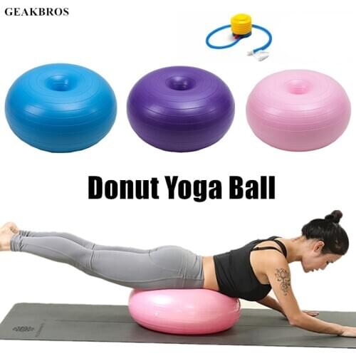 Sports Yoga Balls Pilates Donut Fitness Ball Gym Exercise Balance Fitball Exercise Pilates Workout Massage Ball with Pump