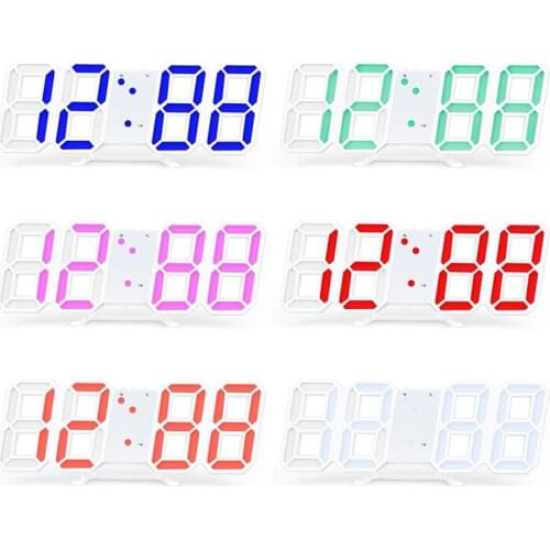 3D LED Wall Clock Alarm Clock Modern Design Digital Table Clock Alarm Nightlight 3D Alarm Clock For Home Living Room Decoration