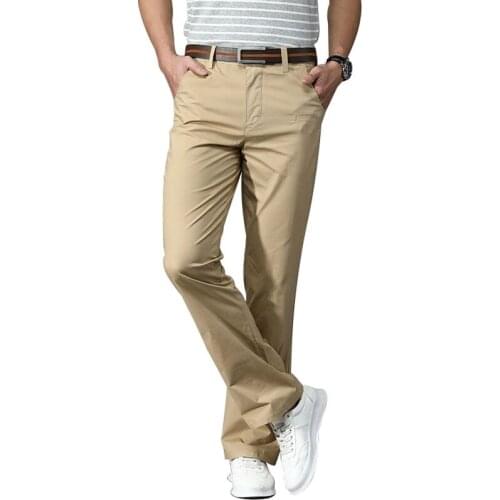 Spring Summer Thin Men FIared Pants Business Casual Stretch Slim Cozy Korean Version Black Kahki Gray White Boot Cut Trousers