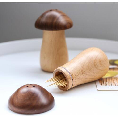 Japan Style Real Wood Creative and Lovely Mushroom Toothpicks Box Restaurant Home Toothpicks Holder Toothpick Bucket