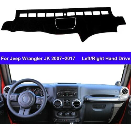 Car Inner Dashboard Cover For Jeep Wrangler JK 2007 - 2017 Center Console Protector Carpet Dashmat Sun Shade Absorb Sunlight