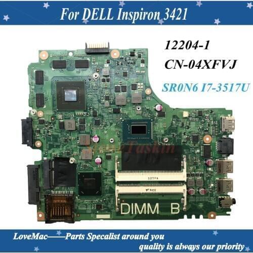 High Quality CN-04XFVJ 04XFVJ For DELL Inspiron 3421 Laptop motherboard 12204-1 SR0N6 I7-3517U N13P-GS-OP-A2 DDR3 100% Tested