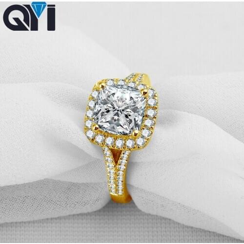 Private Custom 14K Solid Yellow Gold Engagement Ring Women Jewelry 2.25 Ct Sona Simulated Diamond For Wedding