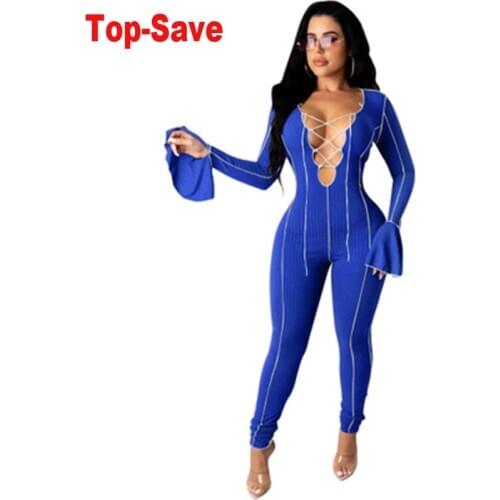 Strappy Active Wear Women Jumpsuit Workout Clothes One Piece Sports Pants Tracksuit Mujer Fitness Flare Sleeve Running Overalls