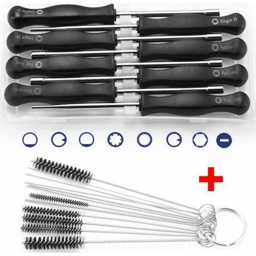 1Set 8 pc 15cm Carburetor Screwdriver Set Adjusting Tool Screwdriver Motor Kit Cleaning Brush Hand Tools