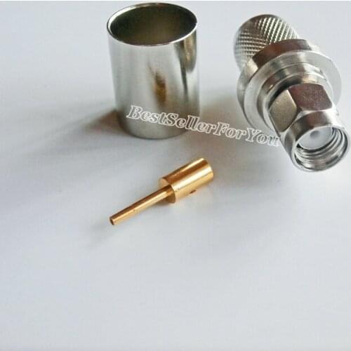 1Pcs RP-SMA Plug Male (female Pin) Crimp RF Connector For LMR400 RG8 RG213 CableBrass