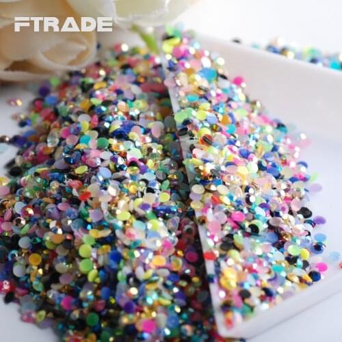 2,3,4mm Mixed Jelly AB Color 3D Nail Art Decoration 5000Pcs/lot Flatback Non Hot Fix Rhinestones Shiny DIY Nails Accessories