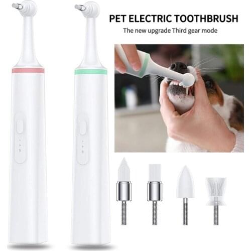 2PCS Pet Electric Toothbrush Dog Cat Toothbrush 360° Automatic Cleaning Tooth Bad Breath Tartar Care Dog Cat Cleaning Supplies