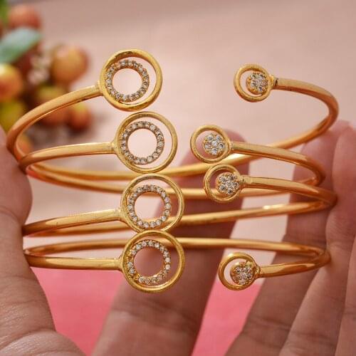 4pcs/Lot Gold Color Cuff Bangles For Women Indian Ethiopian African Dubai Bracelet&Bangles Party Wedding Jewelry Gifts