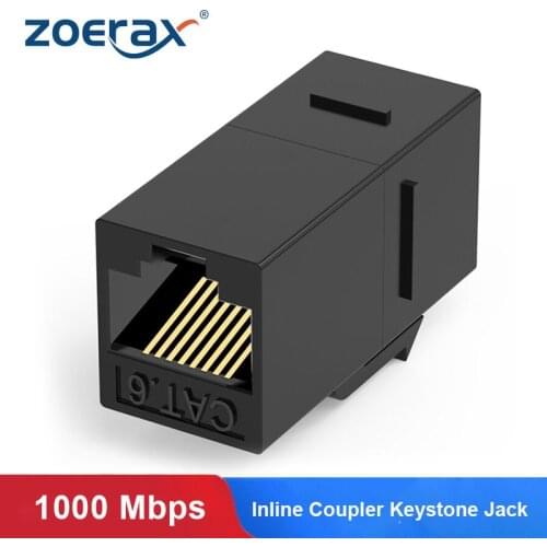ZoeRax 5PCS CAT6 CAT5e RJ45 UPT Inline Ethernet Coupler Keystone Jack, Female to Female,Network Insert Coupler,(Black)