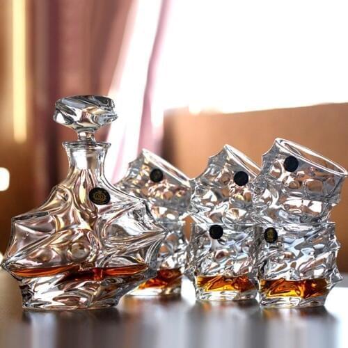 7Pcs/Set European Styles Crystal Glass Cup Whiskey and Brandy Wine Glass Large Capacity Cup Bar Hotel Drinkware Party Drinking