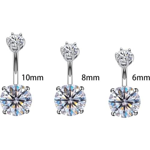 925 Sterling Silver Round CZ Navel Belly Ring Jewelry A1289