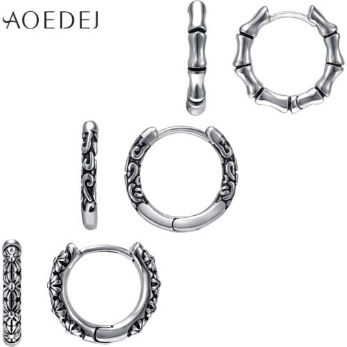 AOEDEJ Punk Style 316L Stainless Steel Hoop Earrings for Men Hip Hop Earrings Gothic Ear Hoops Rock Roll Jewelry Accessories