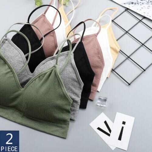 2PCS Bras For Women Elastic Gathering Bralette Push Up Bra Summer Anti-light Korean Style Wild Bra Tube Top Sexy No Rims Bra