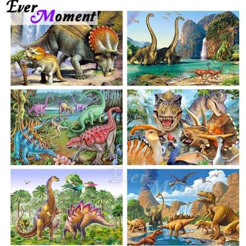 Ever Moment Diamond Painting Dinosaur Tyrannosaurus Resin Full Square Drills Gift Art Embroidery Handicraft Decoration ASF2137
