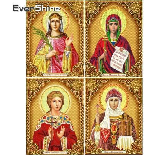 EverShine Religion Paint With Diamonds Full Round Diamond Mosaic People Cross Stitch Diamond Embroidery Handicraft New Year Gift
