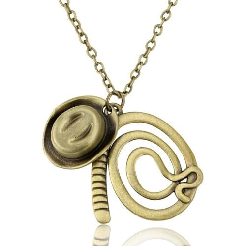 Hot Indiana Jones Pendant Necklace Hat & Whip Hot Raiders of The Lost Ark Alloy Cowboy Chain Necklace Chaveiro Jewelry for Fans