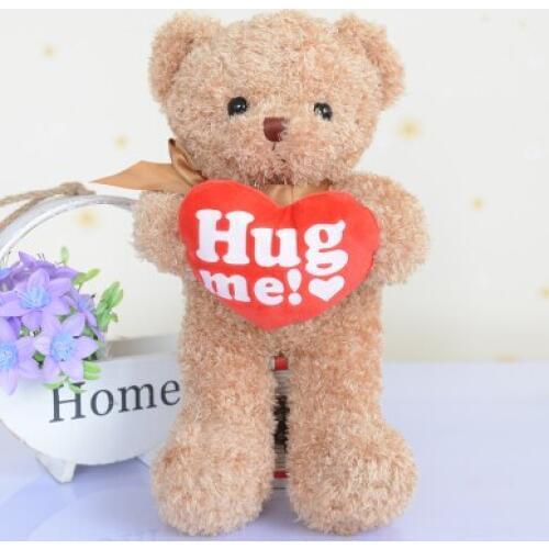 Lovely hold love bear 38 cm plush toy hug me heart teddy bear doll ,Christmas gift dy67