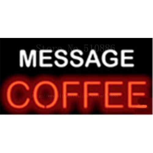 Coffee with Custom Message Neon sign Glass Tubes Light Bar Beer Club Neon signs Bulbs Store Decoration Signboard signage 17"x14"