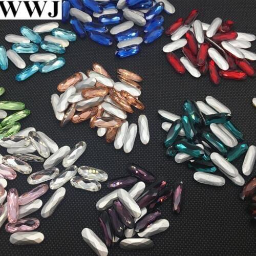 WWJ ALL colors All sizes 5x15mm 7x21mm Crystal Rhinestone Glass Long Classical Oval Pointback Stone For Clothing Decoration