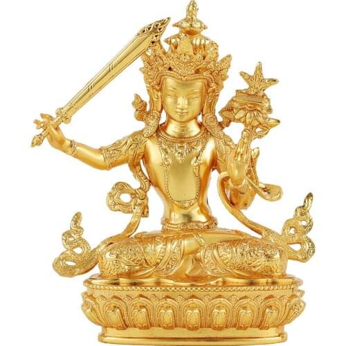 Manjusri Bodhisattva Statues at Pusa Home Buddha Hall Enshrines Auspicious Ornaments 3 Inches