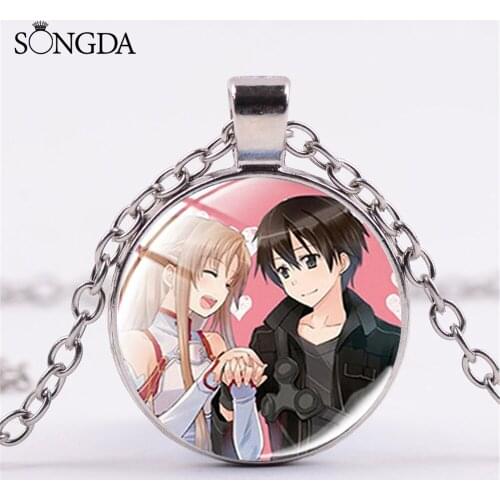 SONGDA Fashion Anime Sword Art Online Glass Dome Necklace Game Kirigaya Kazuto Yuuki Cosplay Art Photo Chains Necklace For Women