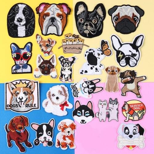 Cartoon Butterfly Dog Iron on Full Embroidered Cloth Patch For Girls Boys Clothes Stickers Apparel Garment Accessories