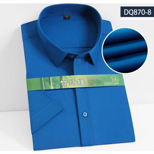 Bamboo Fiber Elastic Anti-wrinkle Mens Shirts Short Sleeve Button Up Shirt White Shirt Slim Fit Shirt Men Plaid Striped Shirt